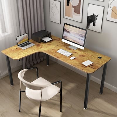 Eureka 60" Industrial Writing Desk Large L-Shaped Corner Computer Desk