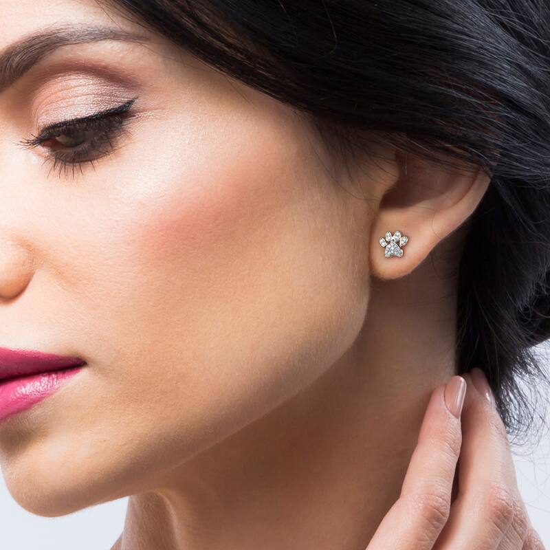 10k Gold Dog Paw Cluster Stud Earrings for Women