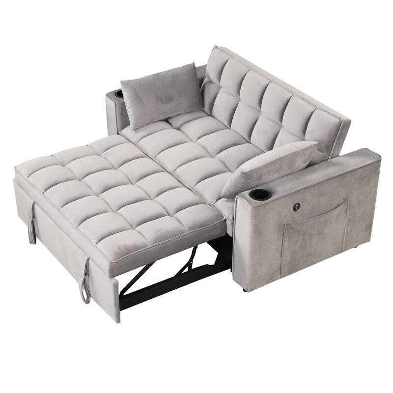 Roomfitters 58" 4-1 Multi-functional Sofa Bed with Cup Holder and USB Port for Living Room or Apartments