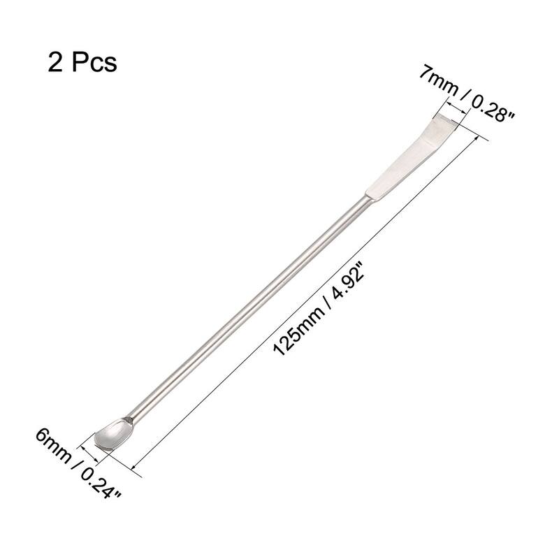 Micro Lab Sampling Spoon Double Head Stainless Steel Mixing Spatula 125mm 2Pcs - Silver Tone - Silver Tone