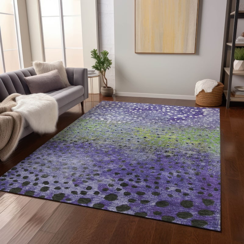 Machine Washable Indoor/ Outdoor Abstract Modern Chantille Rug