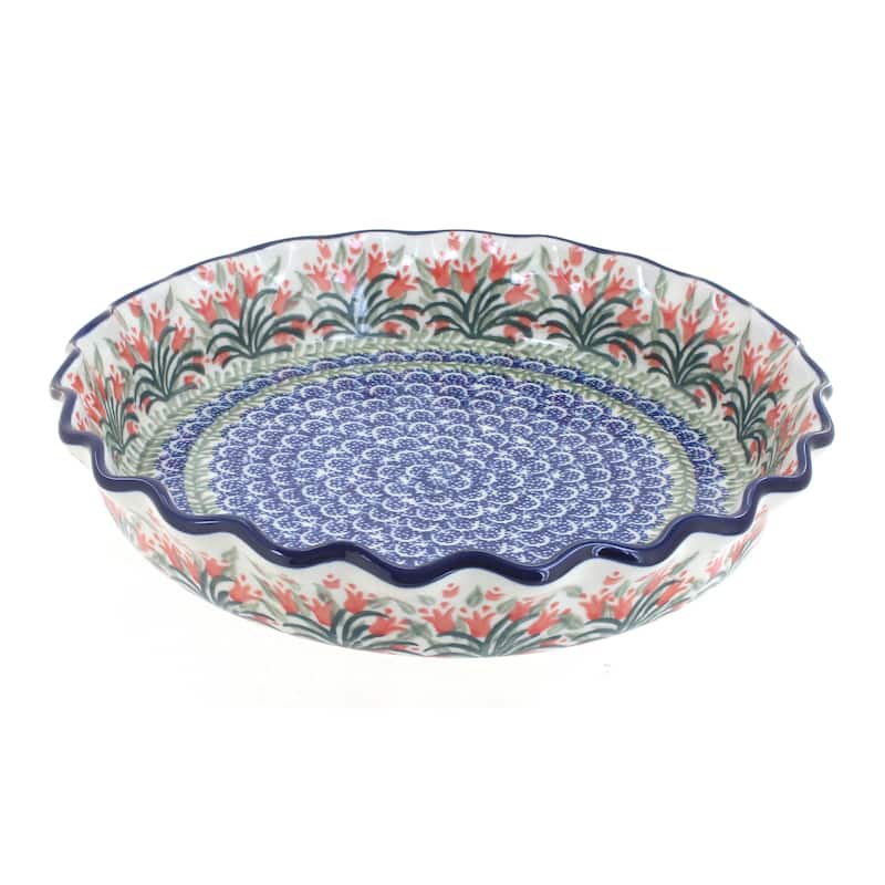 Blue Rose Polish Pottery 636 Ceramika Artystyczna Pie Plate