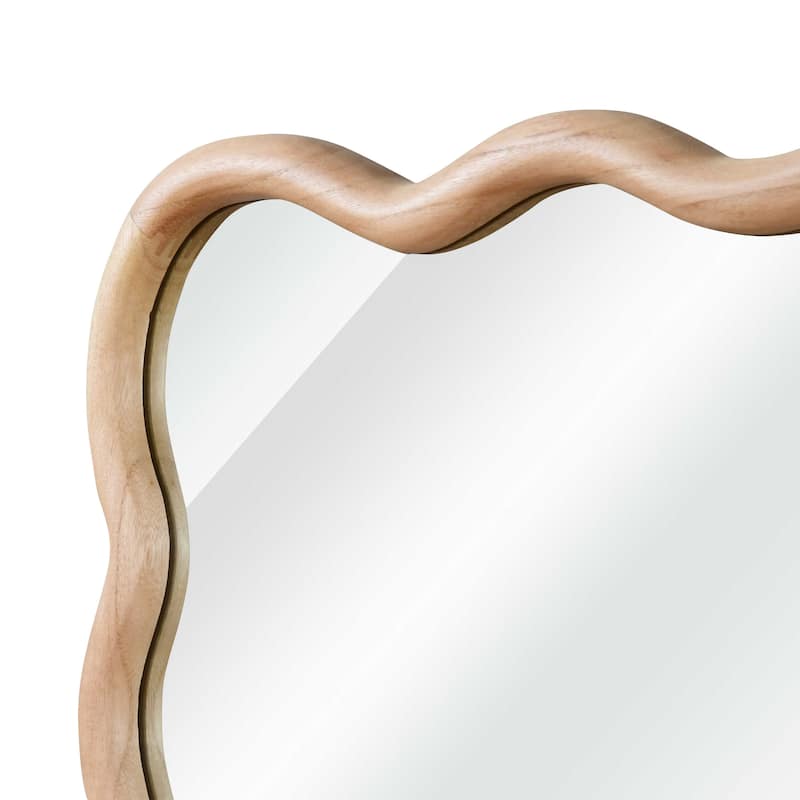 20"x30" Wavy Rectangle Solid Wood Frame Decorative Mirror,For Bedroom, Bathroom, Living Room, Entryway