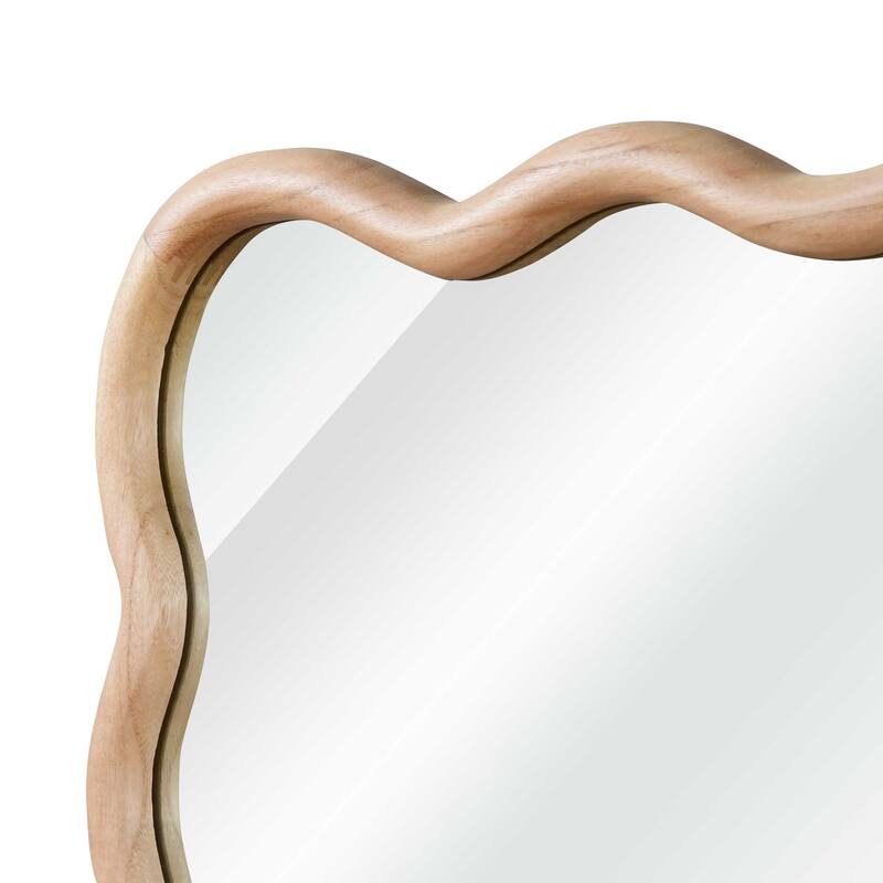 GDFStudio - Opaline Luxury Modern Wavy Rectangular Wall Decorative Mirror with Hand Sculpted Edge & Solid Wood Frame