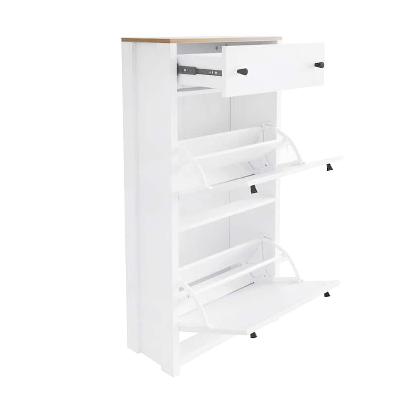 Slim Shoe Cabinet Set with 4 Flip Drawers