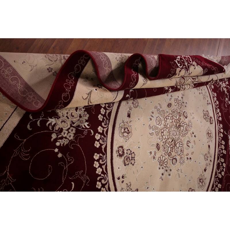 Victorian Style Floral Kashan Turkish Area Rug Machine Made Carpet - 9'9" x 13'3"