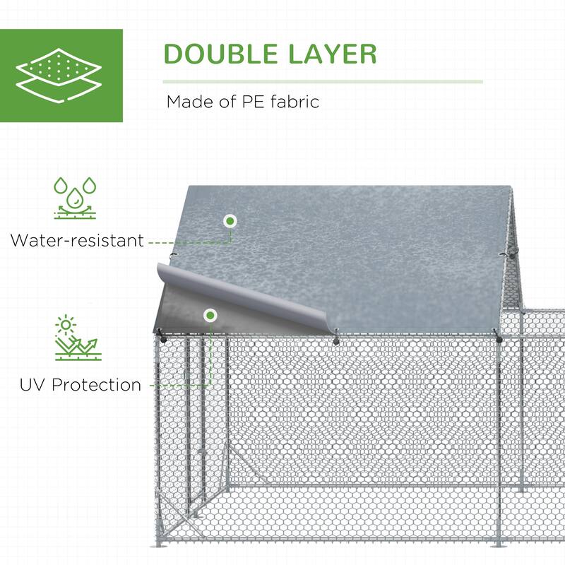 PawHut Large Chicken Coop Metal Chicken Run for Chickens with Waterproof and Anti-UV Cover