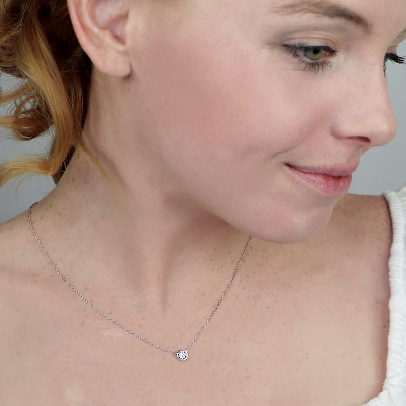 Auriya 1/4ctw Round Solitaire Diamond Necklace 14k Gold Bezel-set - 4mm