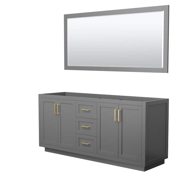 Wyndham Collection Miranda 71" Double Free Standing Vanity Cabinet - - Dark Gray / Brushed Gold Hardware