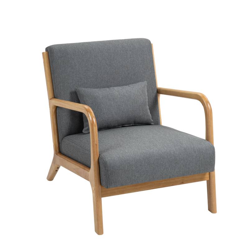 Mid-Century Modern Upholstered Accent Chair with Wood Frame