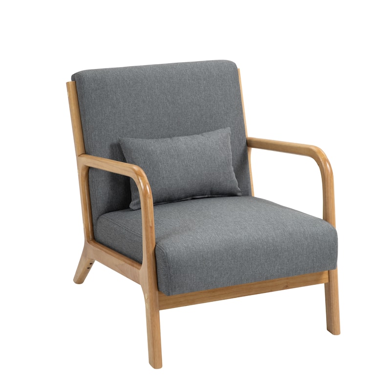 2 Set Mid Century ModernUpholstered Accent Chairs Armchair with Pillow