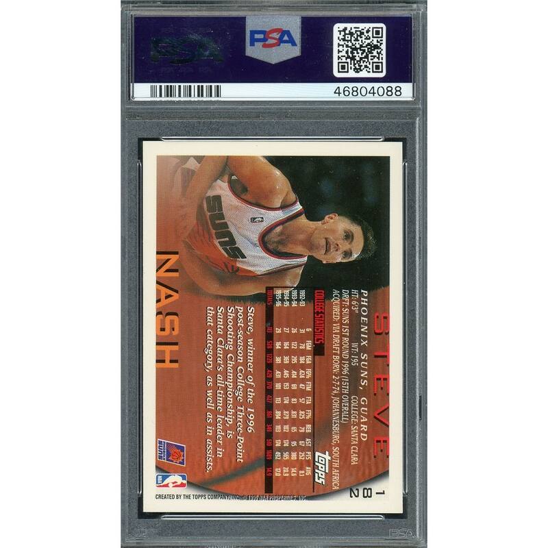 Steve Nash 1996 Topps Basketball Rookie Card RC #182 Graded PSA 8 - 8'6" x 11'6"