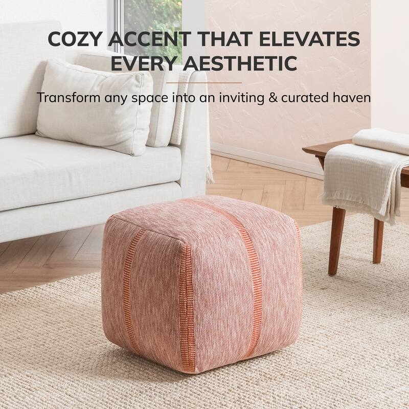 Jani 20-inch Ottoman Pouf - Handcrafted Handmade Ottoman for Seating, Footrest, Home Decor for Living Room, Bedroom