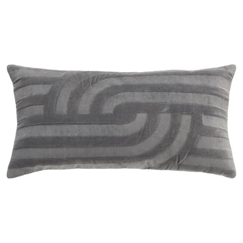 Rizzy Home Transitional Down Filled Decorative Pillow 14"x26" - Grey