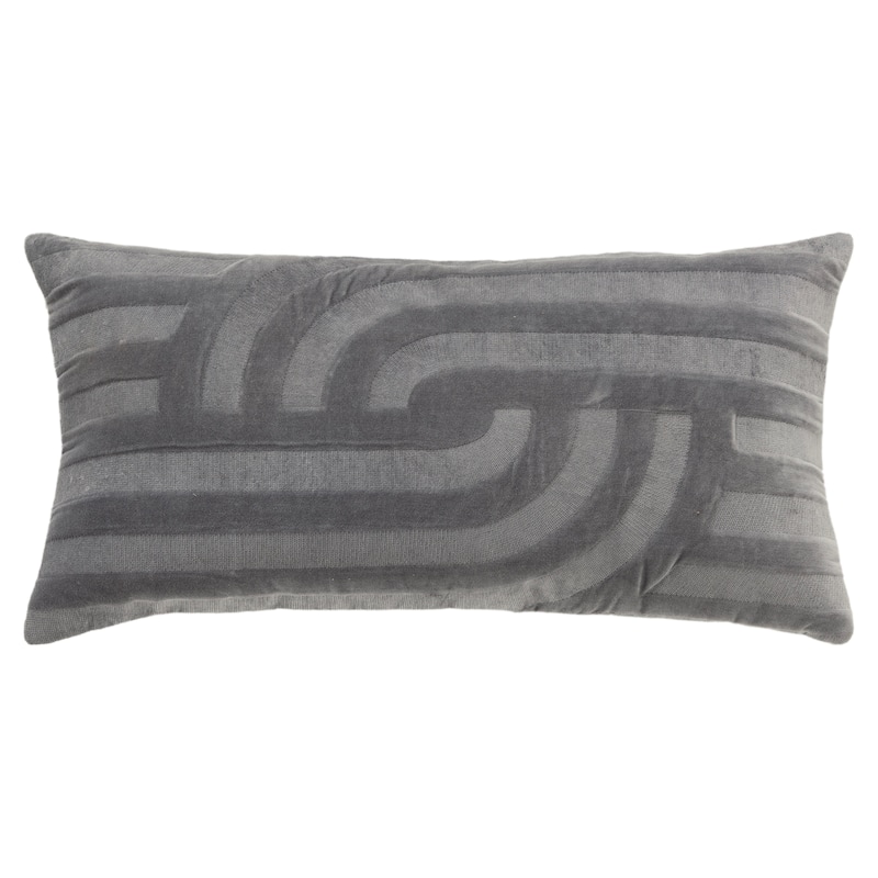 Rizzy Home Transitional Poly Filled Decorative Pillow 14"x26" - Grey