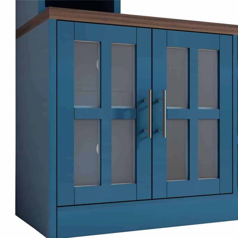 Modern 95.5" Wall Unit Entertainment Center with Bookshelves for TVs up to 80" with Electric Fireplace and Adjustable Shelves