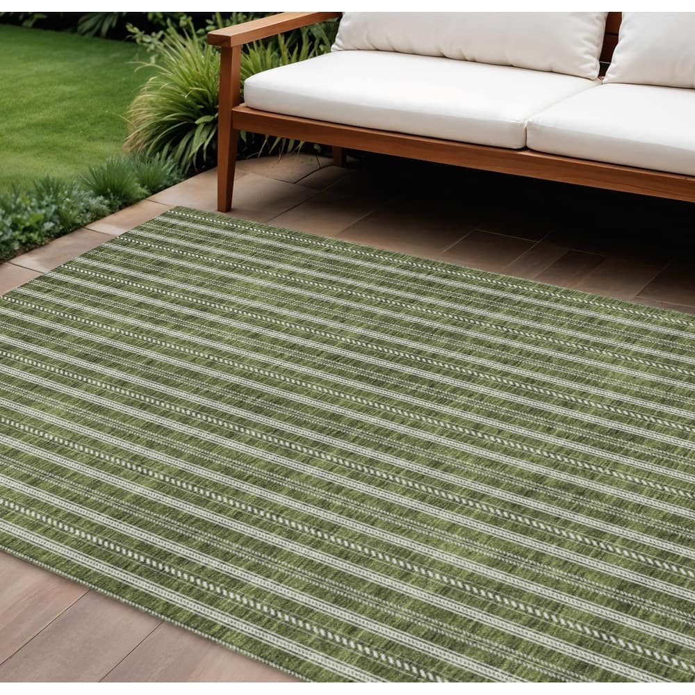 HomeRoots Striped Transitional Rectangle Outdoor Rug