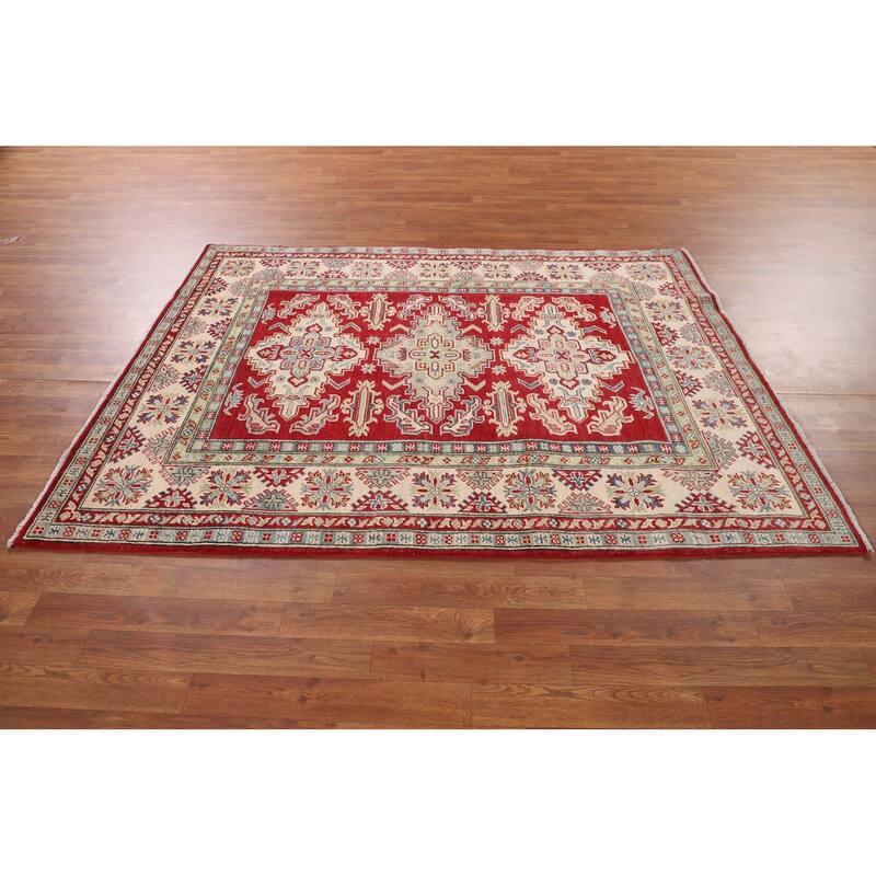 Red Kazak Oriental Area Rug Hand-Knotted Bedroom Wool Carpet - 5'1" x 6'8"