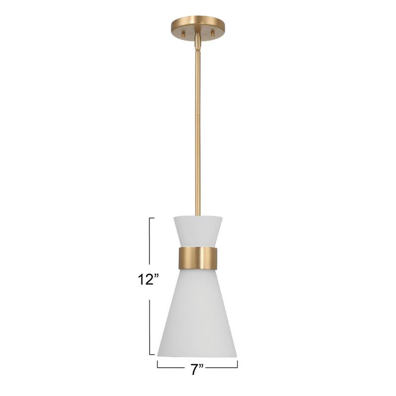 Kit Tapered Opal Glass and Metal Ceiling Light - 7.0"L x 7.0"W x 12.0"H