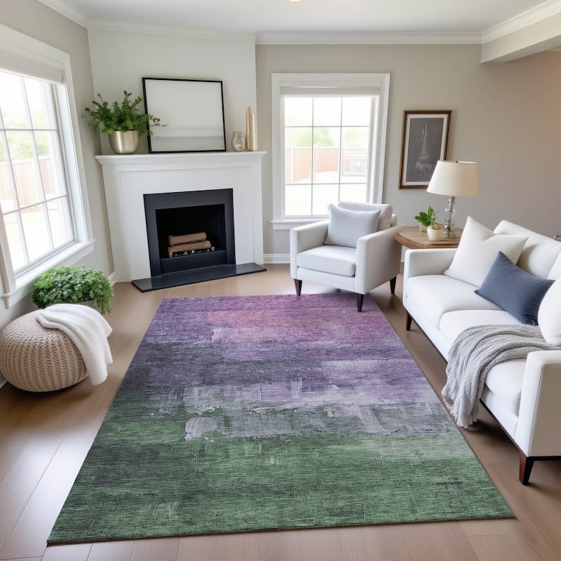 Premium Washable Super Soft Modern Brushstrokes Mayfield Rug - Lavender - 2'6" x 3'10"