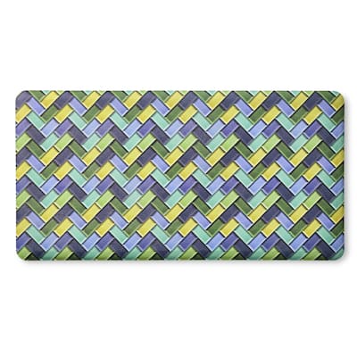 FIESTA Party Herringbone Tiles Modern Geo Anti-Fatigue Comfort Kitchen Mat, Non-Slip Floor Mat, Padded Standing Desk Mat