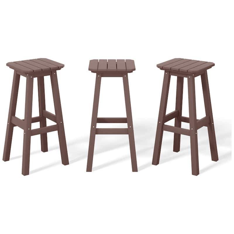Laguna Hdpe All Weather Outdoor Patio 29" Square Bar Stool (Set Of 3)