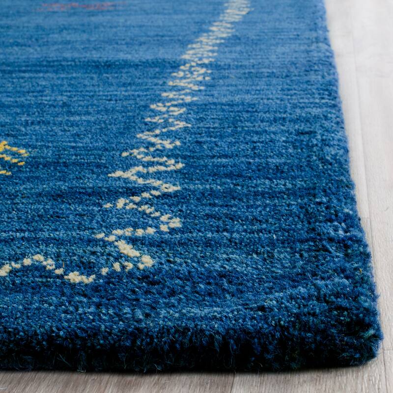 SAFAVIEH Handmade Himalaya Blue Wool Gabbeh Runner Rug