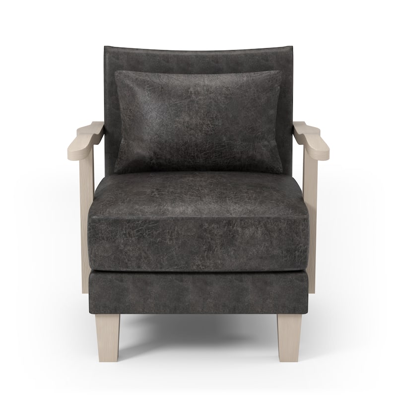 Perth Contemporary Dark Grey Faux Leather Accent Chair by Furniture of America