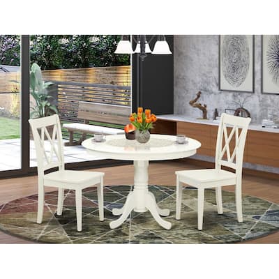 Round Dining Set 3pc - 42 Inch Table & 2 Gothic X Back Chairs - Home Kitchen Furniture