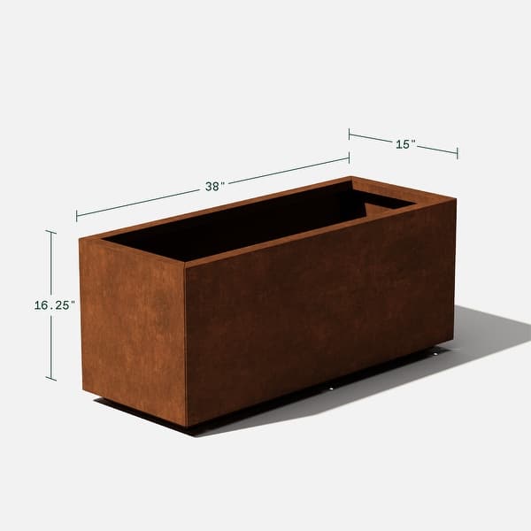 dimension image slide 3 of 8, Corten Steel Series Long Box Planter