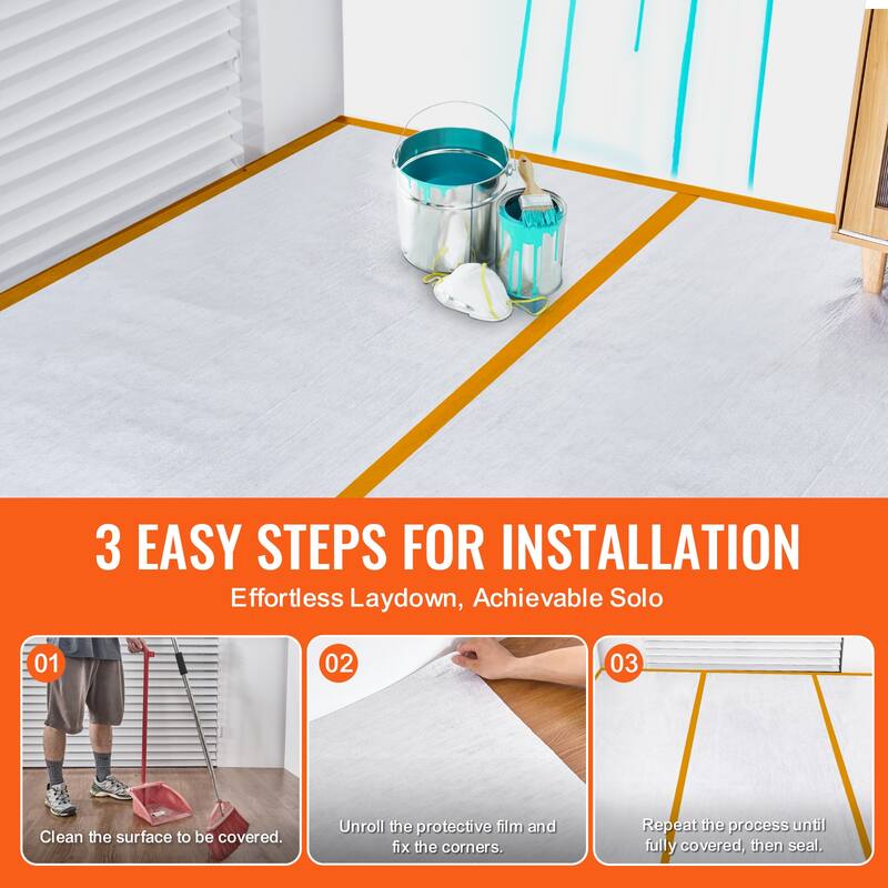 Carpet Protection Film, Floor and Surface Shield, Easy to Cut Simple Installation, Fiber Fabric Car Mat Protection Film Roll
