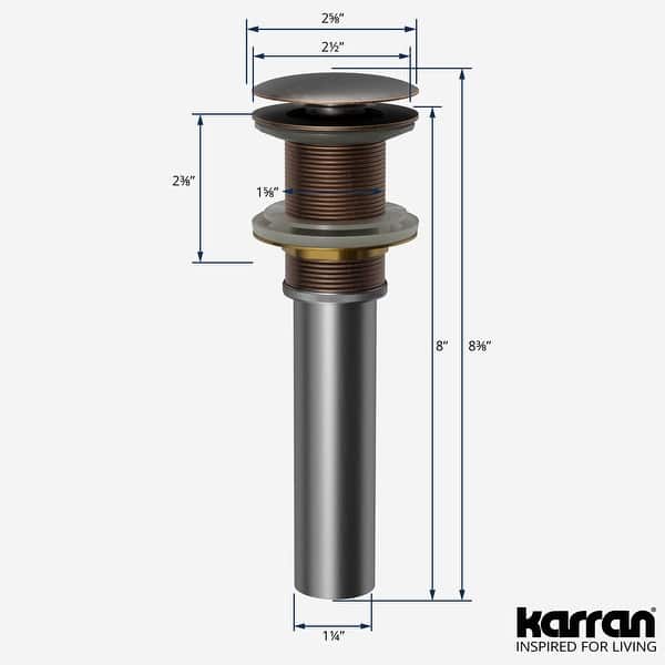 dimension image slide 0 of 8, Karran PU25 Pop-Up Vanity Bowl Drain