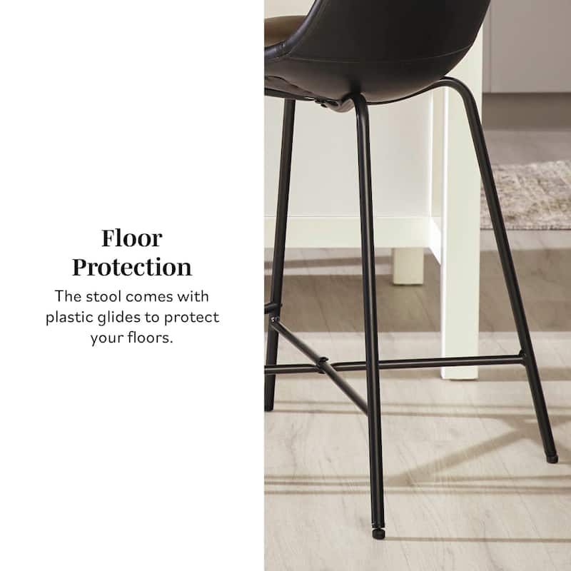 Middlebrook Designs Modern Faux Leather Counter Stool (Set of 2)