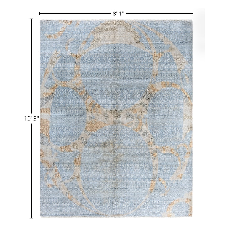 Ikat One-of-a-Kind Hand-Knotted Area Rug, Blue - 8' 1" x 10' 3"