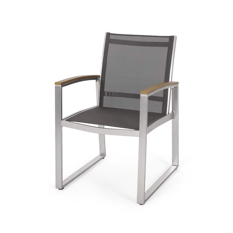Glasgow Aluminum Outdoor Dining Chairs with Faux Wood Accents by Christopher Knight Home