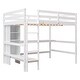 preview thumbnail 11 of 13, White Full Loft Bed with Shelves and Under-bed Desk