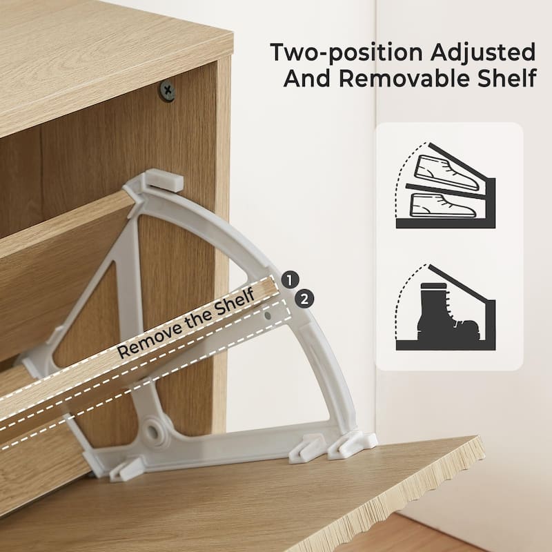 47.2''W Shoe Storage Cabinet for Entryway with 4 Flip Drawers, Fluted Slim Shoe Cabinet for Foyer, Hallway