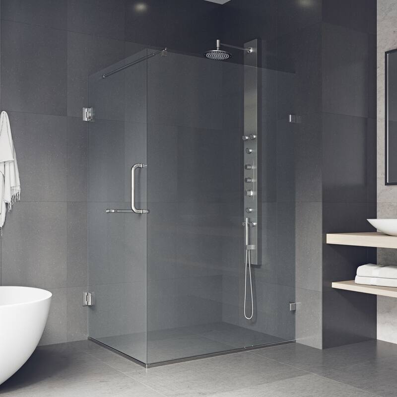 VIGO Pacifica 46"D x 34"W x 73"H Frameless Hinged Shower Enclosure