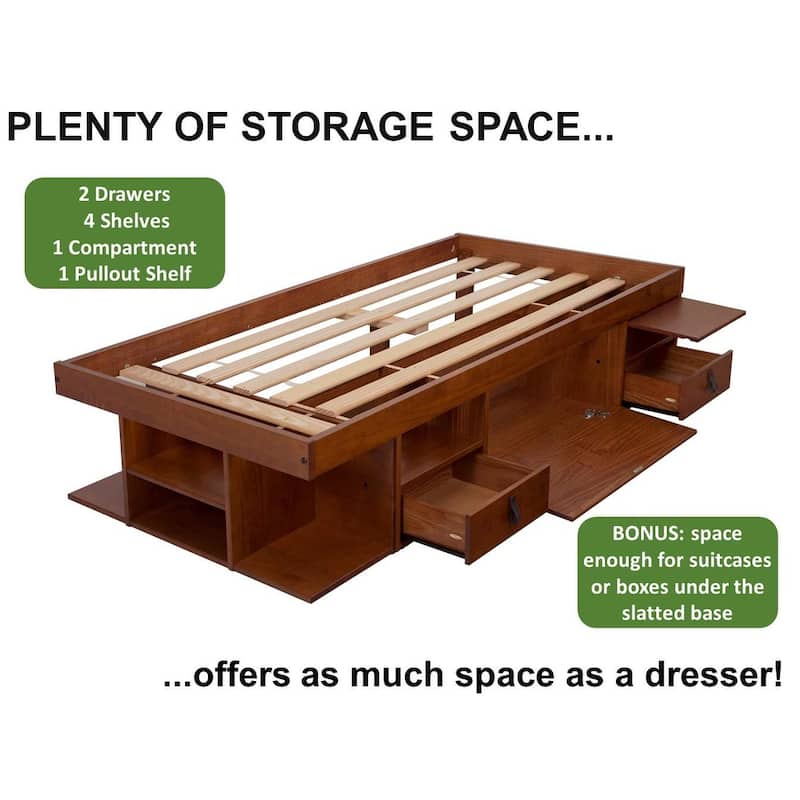 Copper Grove Rivne Storage Platform Bed with Drawers and Shelves