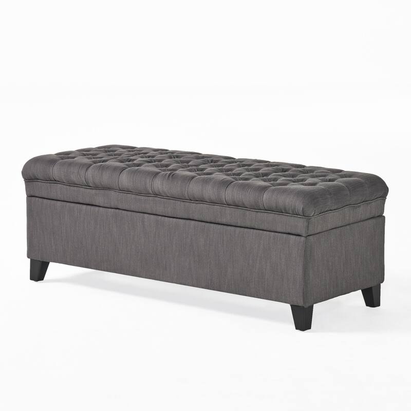 Modern Upholstered Storage Bench for Living Room Entryway - Gray