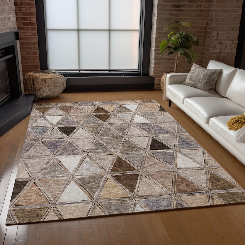 Machine Washable Indoor/ Outdoor Chantille Modern Diamonds Rug