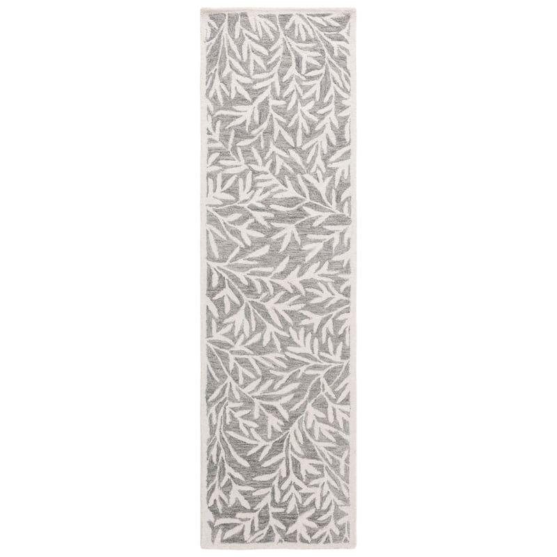 SAFAVIEH Handmade Jardin Mariegret Wool Rug - 2'3" x 8' Runner - Grey/Ivory