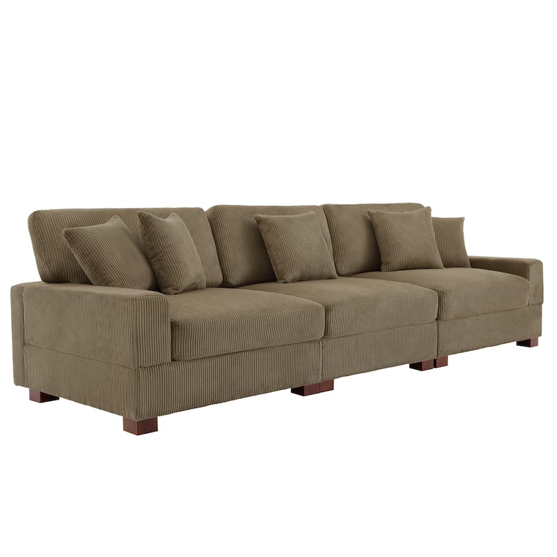 Corduroy Couch Modular Sectional Sofa with Pillows