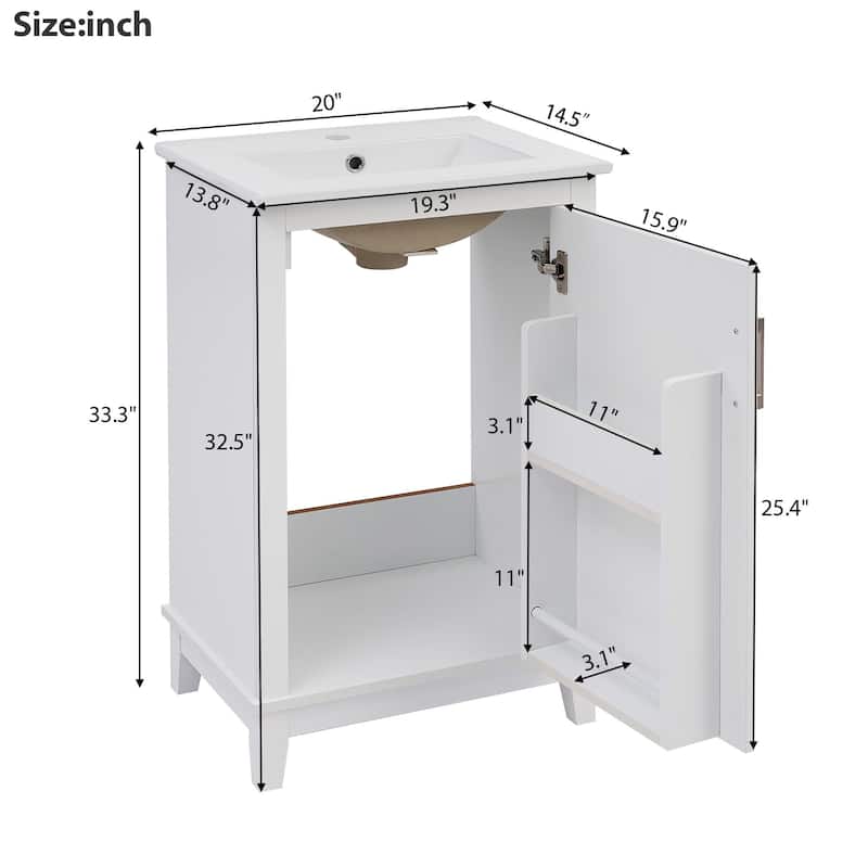 Bathroom Vanity with Sink, Small Bathroom Cabinet with Storage Racks, Single Basin Vanity Set with Soft-Close Door