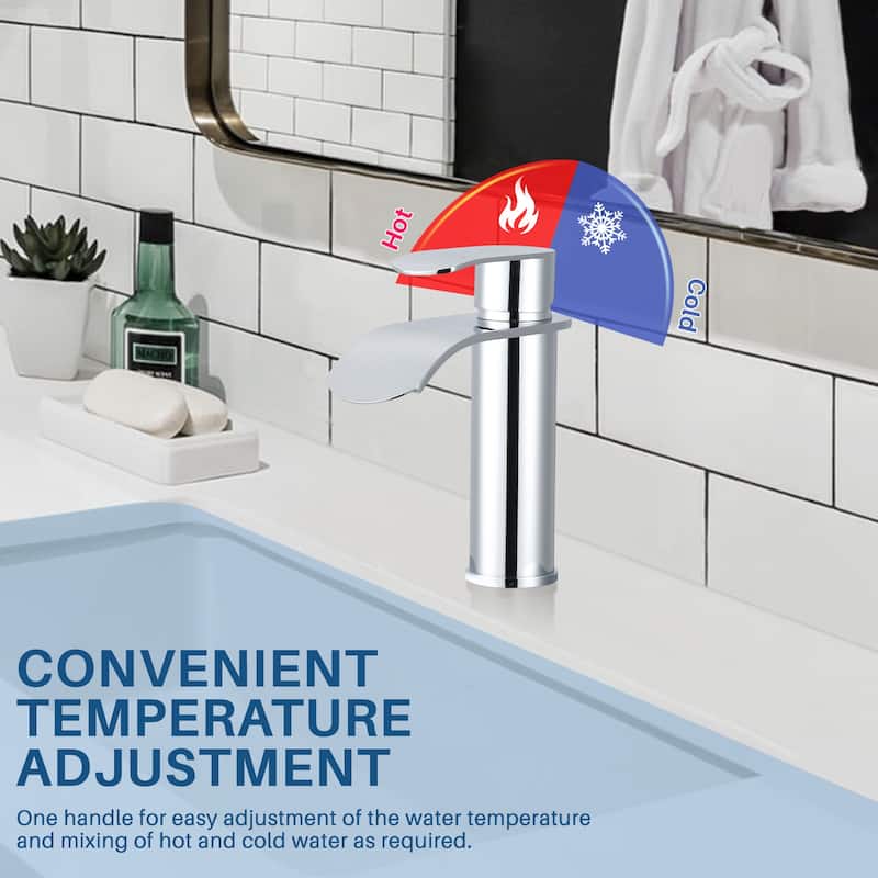 WOWOW Water Fall Bathroom Faucet with Deckplate Included