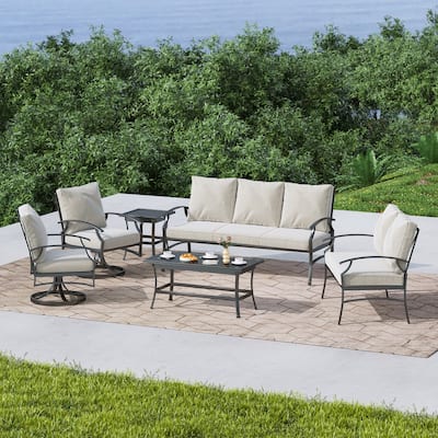 DREAMSIDEA Outdoor Metal Swivel Furniture Patio Conversation Set