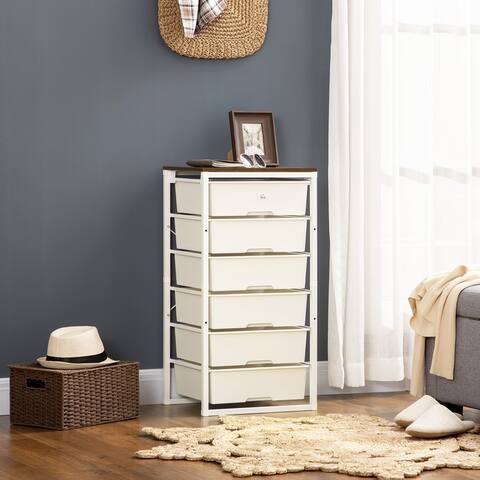 HOMCOM Dresser for Bedroom, 6 Drawer Dresser, Chest of Drawers with Steel Frame for Bedroom, Living Room