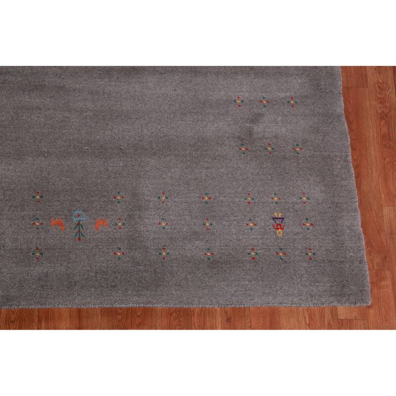 Hand Knotted Oriental 100% Wool Carpet Tribal Tribal Greys & Charcoal Gabbeh Area Rug - 10' 2'' X 8' 7''