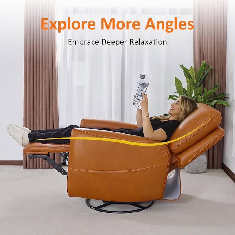 MCombo Power Swivel Rocker Recliner with Lumbar Support, Faux Leather Electric Nursery Glider Recliner Chair