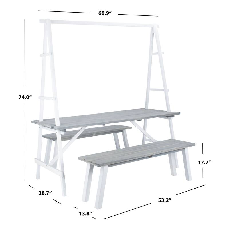 SAFAVIEH Outdoor Marlen 3-Piece Dining Set - 29Wx59Dx74H